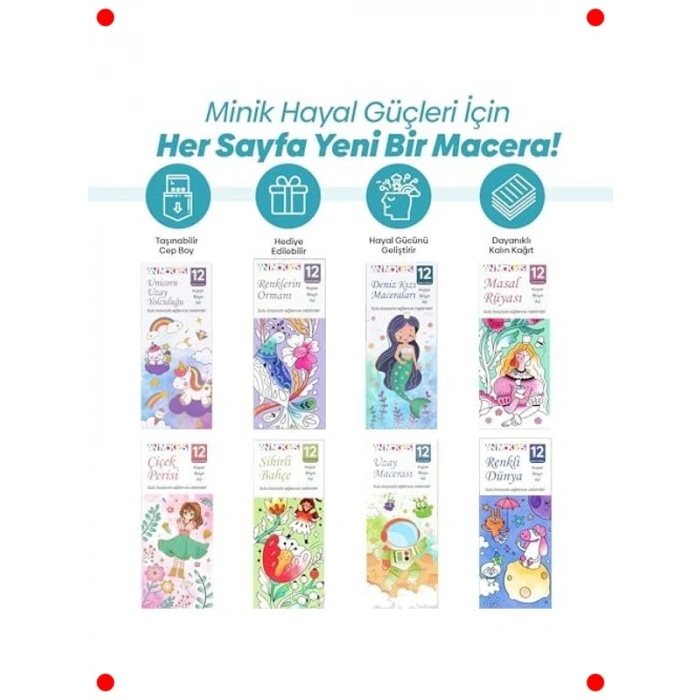 Sulu Boya Boyama Kitabı ve Fırça Seti - 12 Sayfa