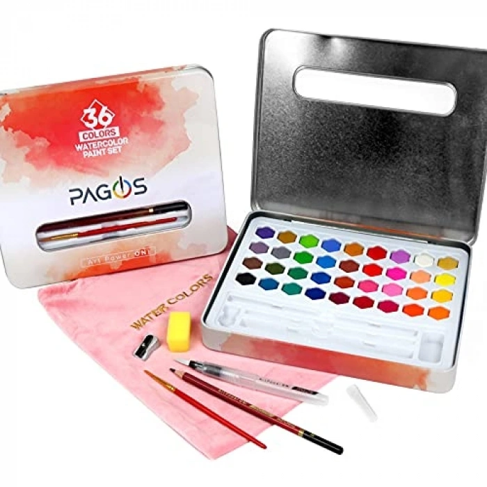 Sulu Boya Seti, 36 Renk ve 10 Yaprak ile
