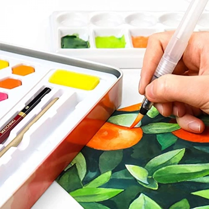 Sulu Boya Seti, 36 Renk ve 10 Yaprak ile