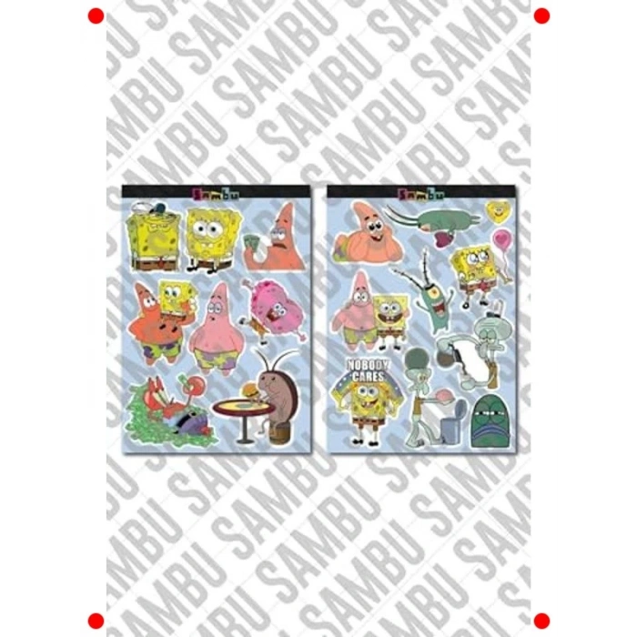Sünger Bob Temalı Dekoratif Sticker Seti