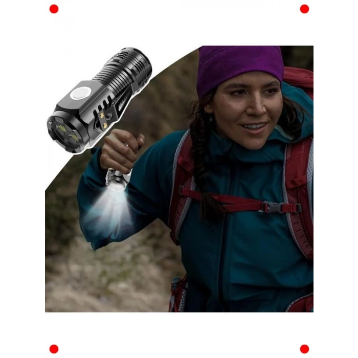 Süper Parlak 500 Lümen LED El Feneri - USB-C Şarjlı