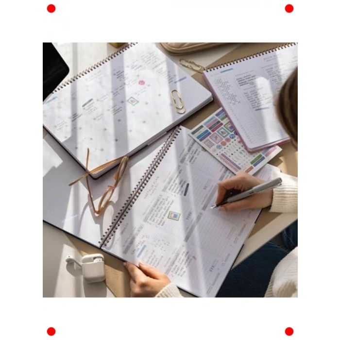 Süresiz Haftalık Masaüstü Planlayıcı - Pembe (24x34 cm)