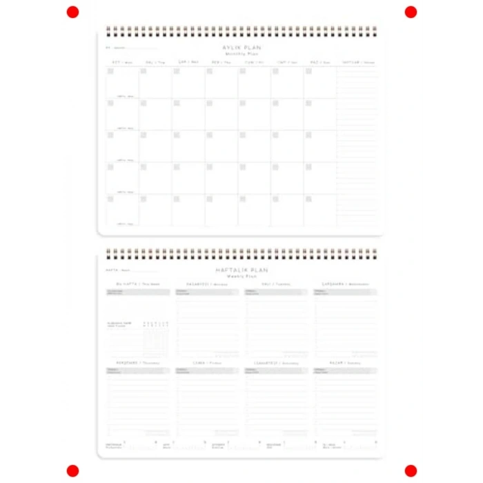 Süresiz Haftalık Spiralli Masaüstü Planlayıcı