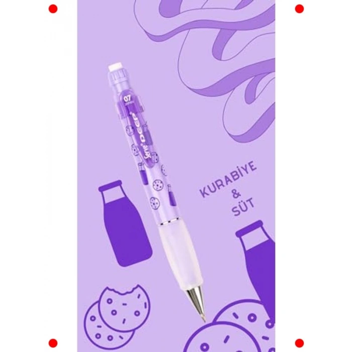 Süt & Kurabiye Desenli Mekanik Kalem 0.7mm Lavanta