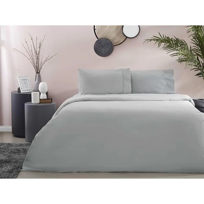 TAÇ Ranforce Basic Stant Pamuk Nevresim Takımı, Antrasit, Queen Size