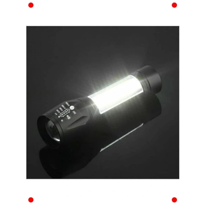 Taktik LED El Feneri - USB Şarjlı ve Su Geçirmez