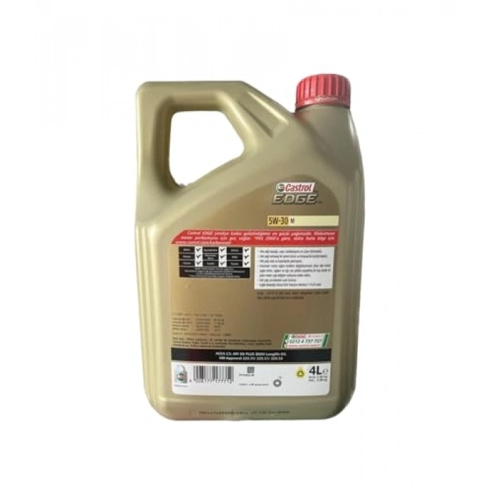 Tam Sentetik Motor Yağı, Edge 5W/30 M 4 Lt