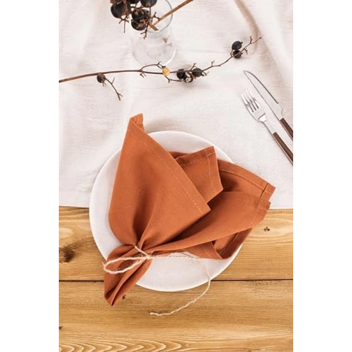 Tarçın Renk 6lı Keten Peçete, 40 x 40 cm