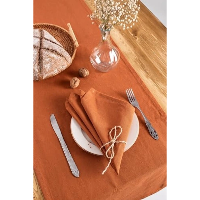 Tarçın Renk 6lı Keten Peçete, 40 x 40 cm