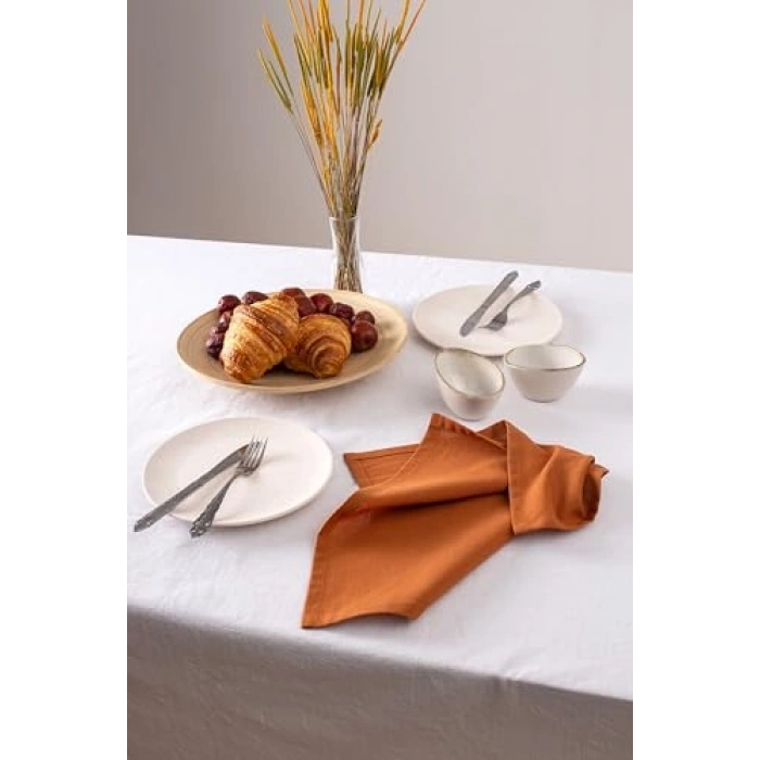 Tarçın Renk 6lı Keten Peçete, 40 x 40 cm