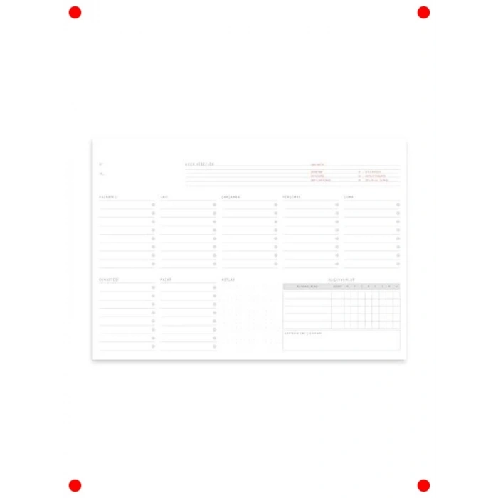 Tarihsiz Haftalık A4 Planlayıcı Defter