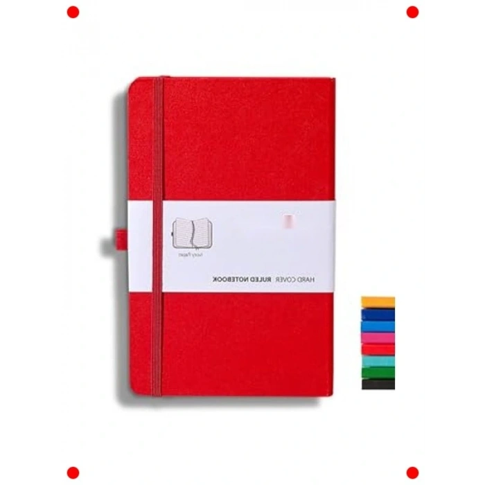 Tarihsiz Klasik Çizgili Defter - Kırmızı 13x21 cm