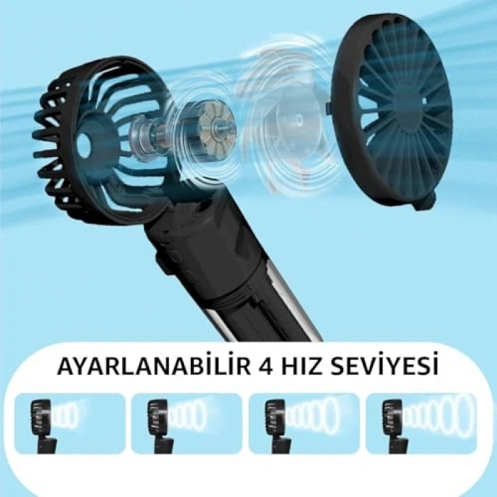 Taşınabilir Buharlı Vantilatör, Şarjlı ve 4 Hız Ayarı ile