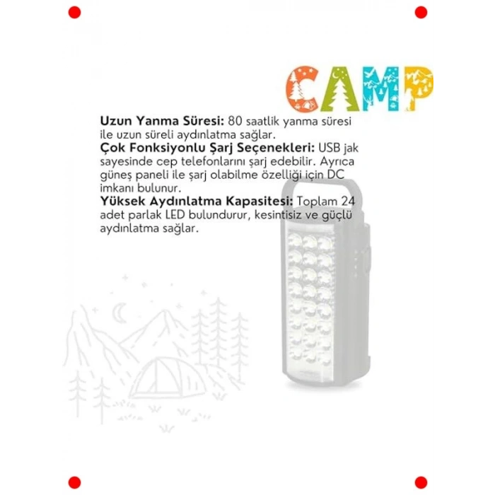 Taşınabilir LED Kamp Feneri & El Feneri - 24 Işıklı