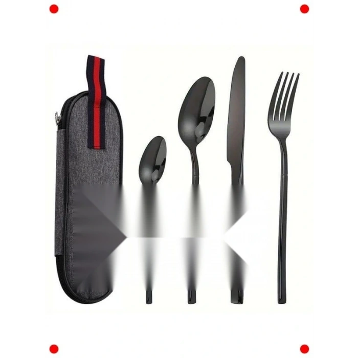 Taşınabilir Paslanmaz Çelik Çatal Bıçak Seti - Çantalı