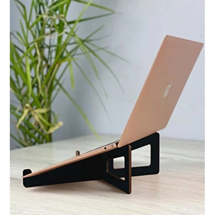 Taşınabilir Siyah Ahşap Notebook Laptop Standı