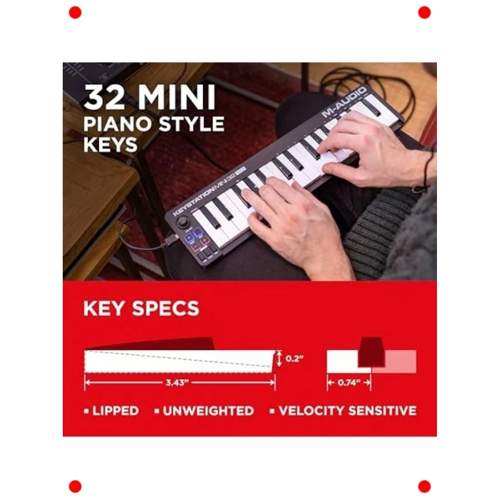 Taşınabilir USB MIDI Klavye Kontrolcü (32 Tuşlu)