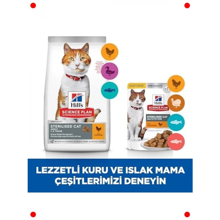 Tavuklu Kısırlaştırılmış Yetişkin Kedi Maması - 10 Kg