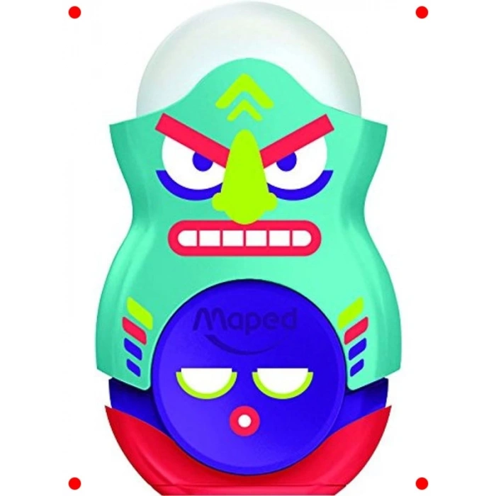 Tek Delikli Kalemtıraş ve Silgi Seti - Canlı Renk