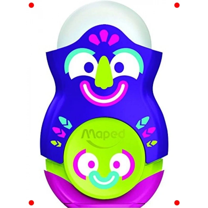 Tek Delikli Kalemtıraş ve Silgi Seti - Canlı Renk