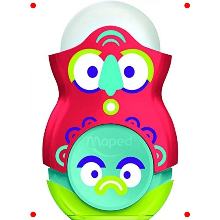 Tek Delikli Kalemtıraş ve Silgi Seti - Canlı Renk