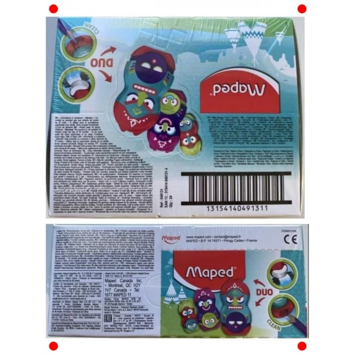 Tek Delikli Kalemtıraş ve Silgi Seti - Canlı Renk