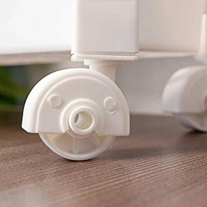 Tekerlekli 3 Katlı Organizer Raf, Beyaz Renk