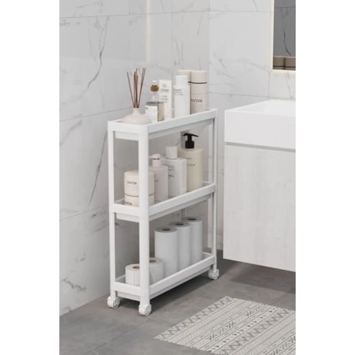 Tekerlekli 3 Katlı Raf Ünitesi, Mutfak ve Banyo İçin Organizer