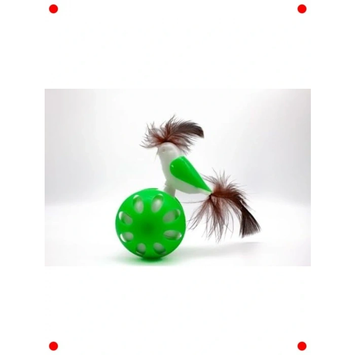 Tekerlekli Hacıyatmaz Kuş Kedi Oyuncağı – Yeşil