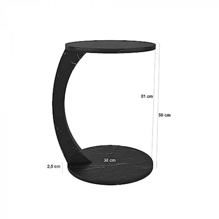 Tekerlekli Zigon Servis Seası, Siyah Mermer Desen