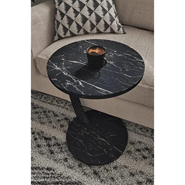 Tekerlekli Zigon Servis Seası, Siyah Mermer Desen