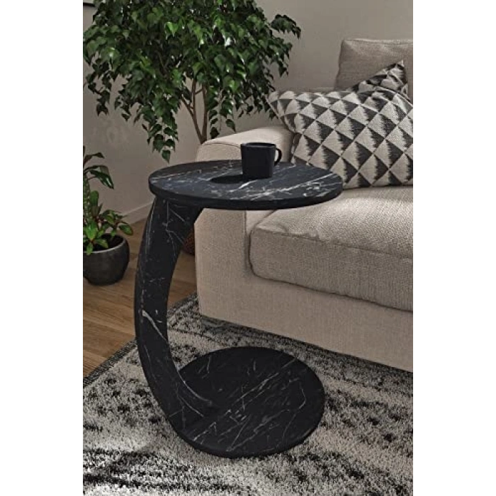 Tekerlekli Zigon Servis Seası, Siyah Mermer Desen