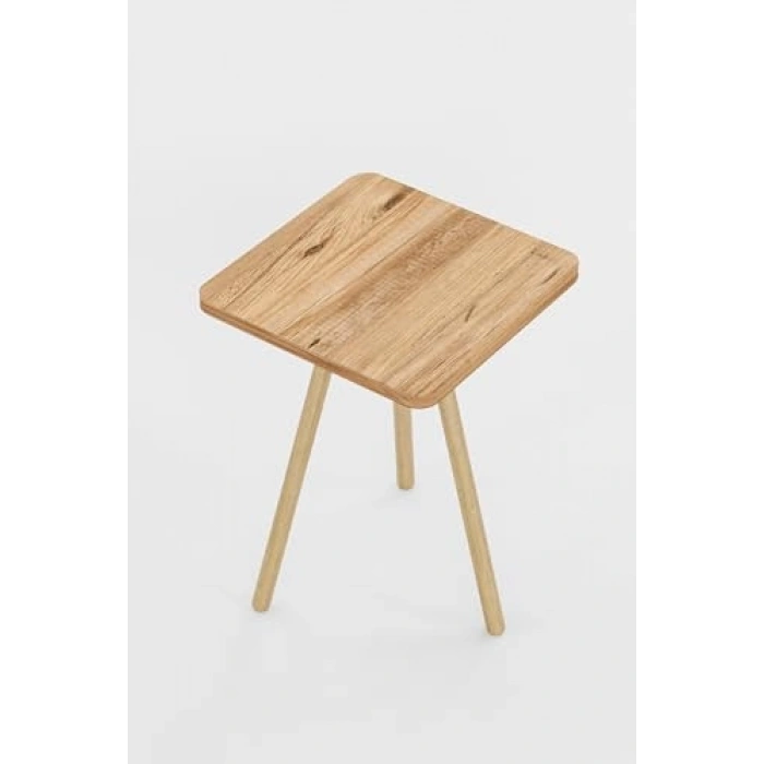Tekli Ahşap Ayaklı Kare Zigon Sehpa, Modern Tasarım