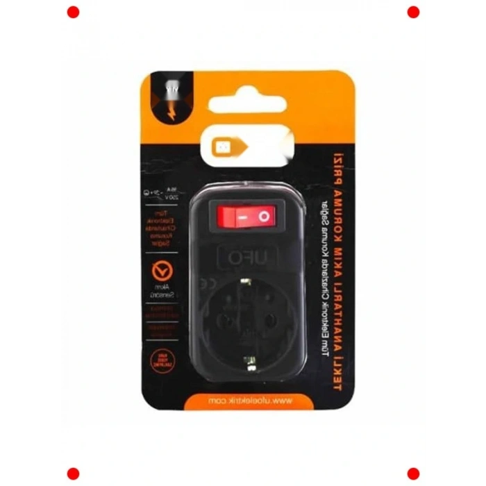 Tekli Akım Korumalı Anahtarlı Priz - 3500W, Siyah