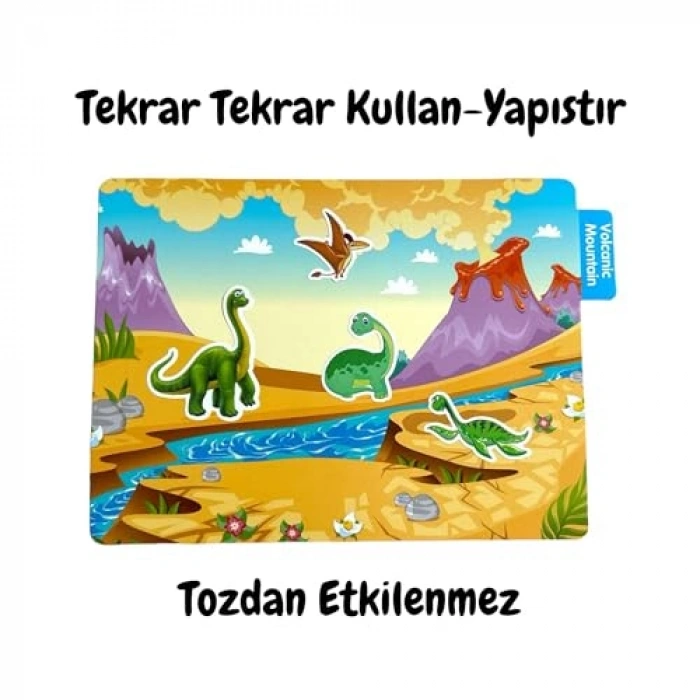 Tekrar Kullanılabilen Dinozor Temalı Sticker Seti ile Eğlence