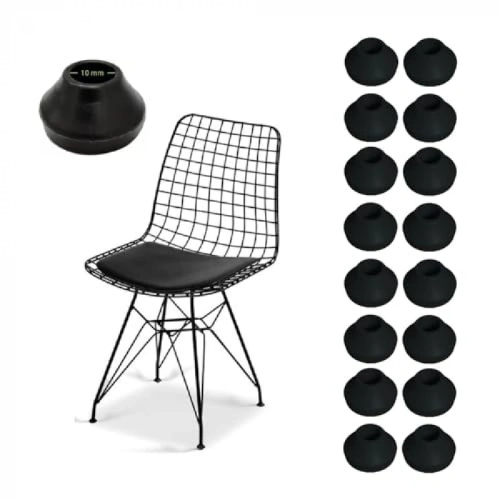 Tel Sandalye Masa Ayak Pabucu, 16 Adet, 10 mm Çapında