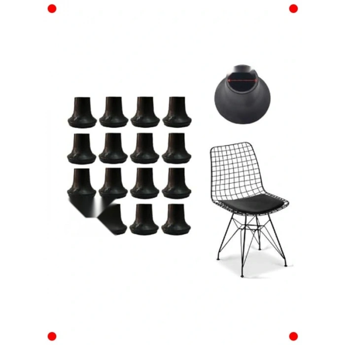 Tel Sandalye Masa Ayak Pabucu 16 Adet - 10mm Çizme Tipi