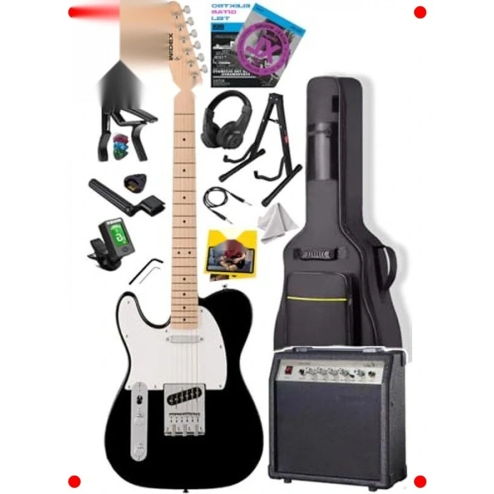 Tele Kasa Elektro Gitar Seti - Akçaağaç Klavye, 30W Amfi