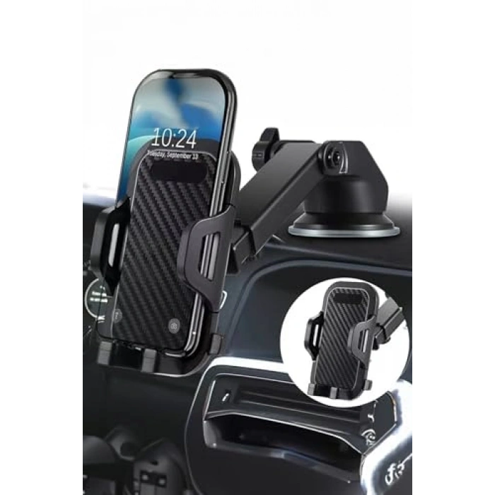 Teleskopik Araç İçi Telefon Tutucu, Vantuz ile