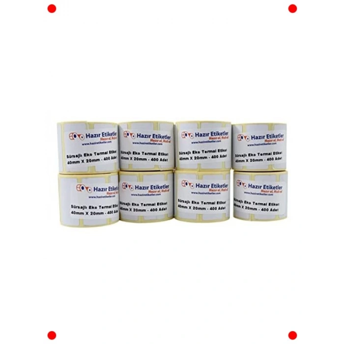 Termal Etiket 40x20mm 3200 Adet 8 Rulo Barkod Yazıcı Uyumlu