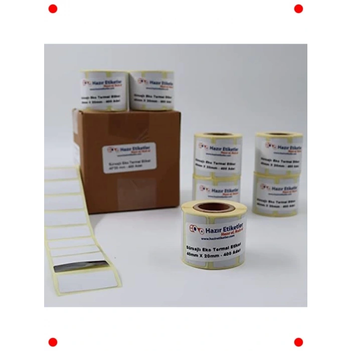 Termal Etiket 40x20mm 3200 Adet 8 Rulo Barkod Yazıcı Uyumlu