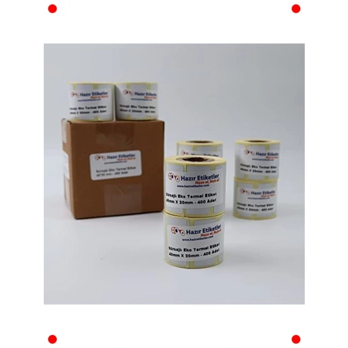 Termal Etiket 40x20mm 3200 Adet 8 Rulo Barkod Yazıcı Uyumlu