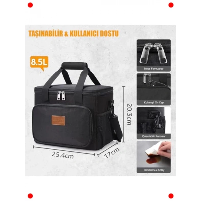 Termal Yalıtımlı Beslenme/Soğutucu Çanta - 8.5L Siyah