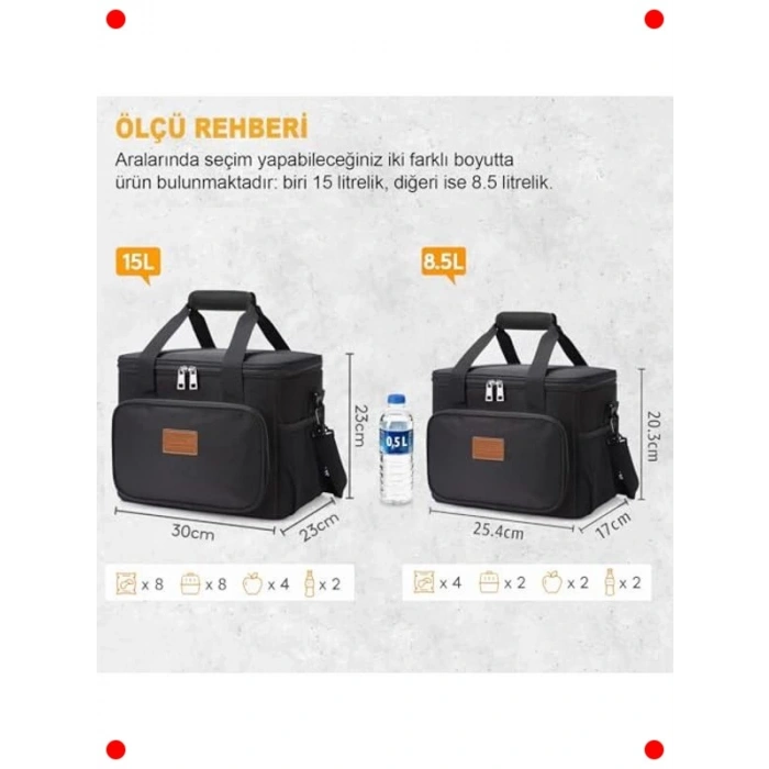 Termal Yalıtımlı Beslenme/Soğutucu Çanta - 8.5L Siyah