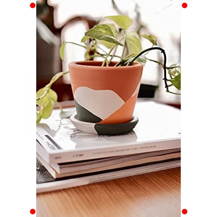 Terracotta Küçük Saksı ve Tabak - Modern Tasarım