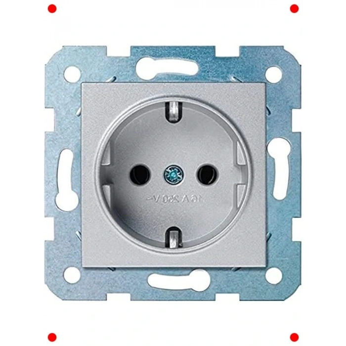 Topraklı Çocuk Korumalı Gümüş Priz