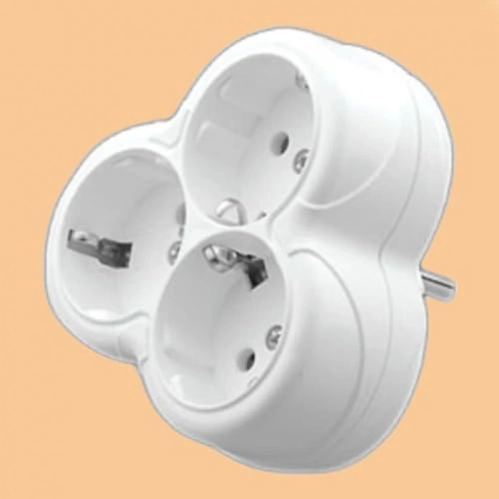 Topraklı Papatya 3lü Grup Priz, Kablosuz Üçgen