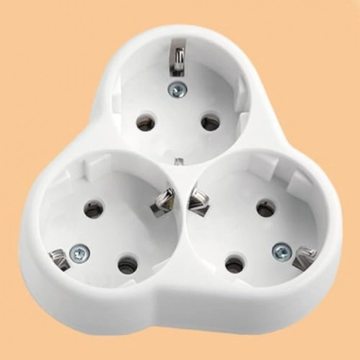 Topraklı Papatya 3lü Grup Priz, Kablosuz Üçgen