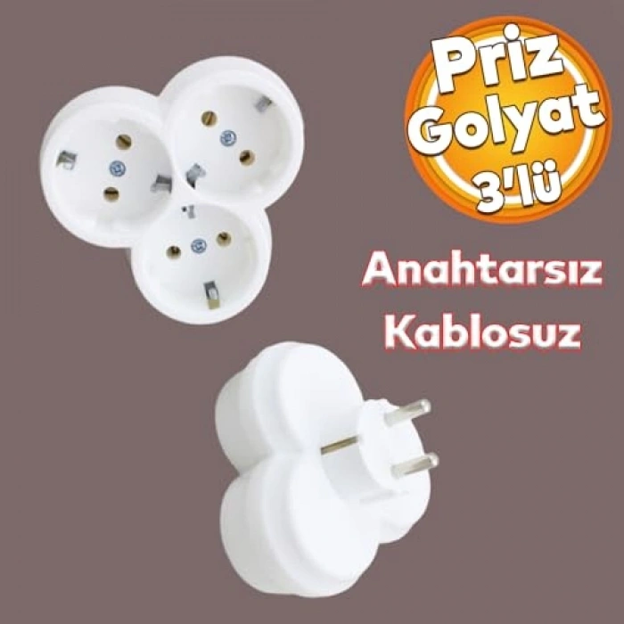 Topraklı Papatya 3lü Grup Priz, Kablosuz Üçgen