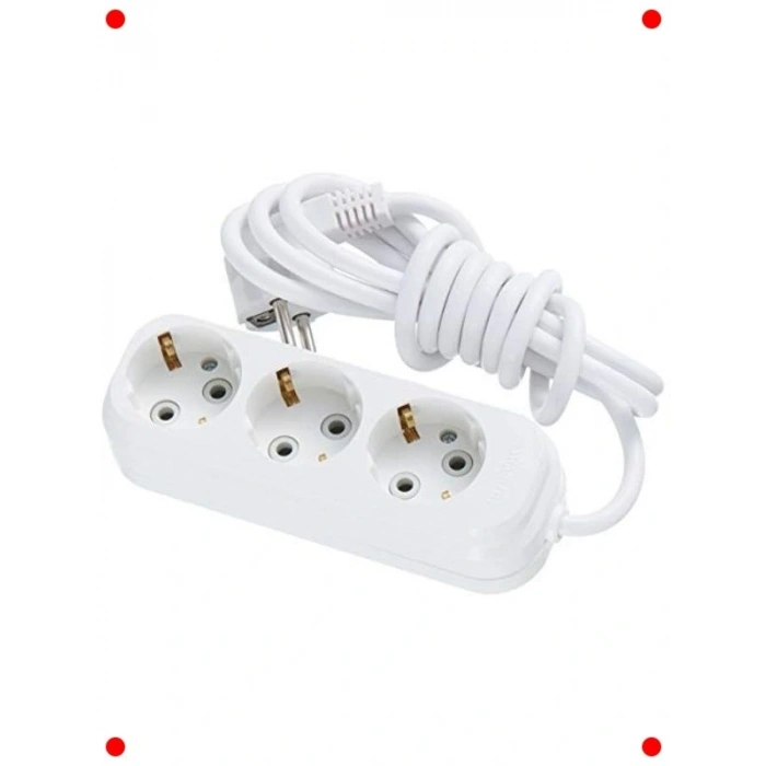 Topraklı Üçlü Grup Priz 2 Metre Kablolu